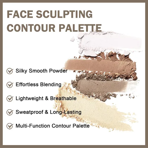 Vista 2 de Paleta de contorno Bronzer, polvo de contorno mate, bronceador tono fresco para piel clara y clara, contorno mate construible, polvo gris