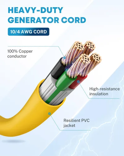 Vista 4 de Kohree Cable de extensión para generador de 30 amperios de 50 pies