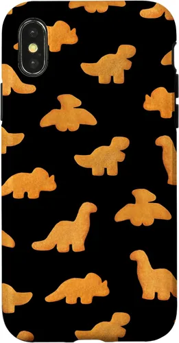 Vista 5 de iPhone 16 Dinos - Patrón de pepitas de pollo Divertida funda negra de dinosaurio realista