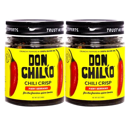 Vista 12 de Don Chilio Salsa picante de habanero mexicano, 5 oz. – Chiles habaneros crujientes y fritos en aceite de oliva 100% sazonado – Apto para keto