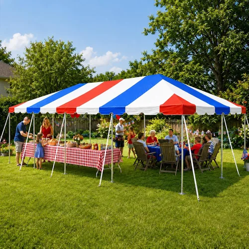 Vista 19 de Party Tents Direct Carpa para Fiesta de 20x30 - Marco de Acero - Gazebo al Aire Libre, Pabellón, Sombrilla para Sol, Refugio para Acampada - Verde