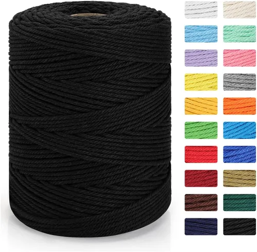 Vista 14 de Cordón de macramé de 0.157 in x 328 yardas Cuerda de macramé 100% algodón natural Cuerda de algodón trenzado de 4 hebras para manualidades, Beige