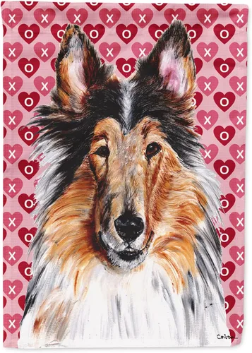 Vista 321 de Caroline's Treasures SS4484GF Bandera de jardín con diseño de bulldog inglés y corazones para el Día de San Valentín, bandera decorativa para patio