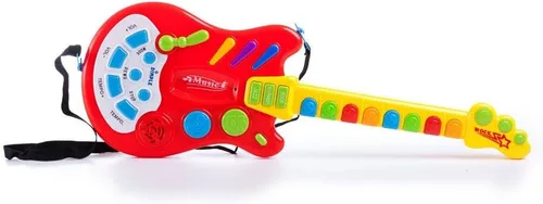 Vista 2 de Dimple Guitarra electrónica musical de mano para niños, toca música, rock, batería y sonidos eléctricos, el mejor juguete y regalo para niñas