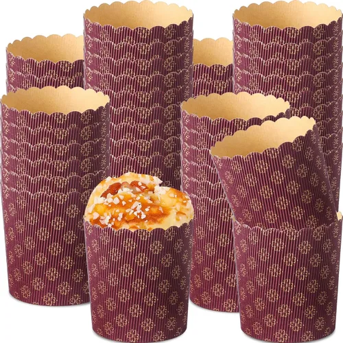 Vista 8 de FoldTier 24 moldes para pan de Pascua, moldes de papel corrugado para hornear, forma de papel redondo para pasteles, panettone, cocina, muffins