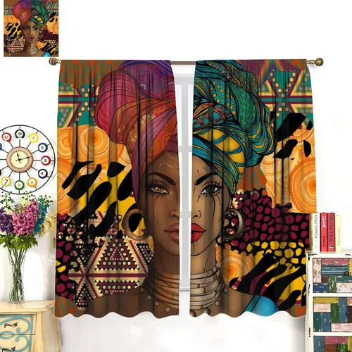 Vista 62 de Cortina de mujer africana, con estampado étnico tribal y étnico, reducción de ruido, para dormitorio, sala de estar, cortinas con aislamiento
