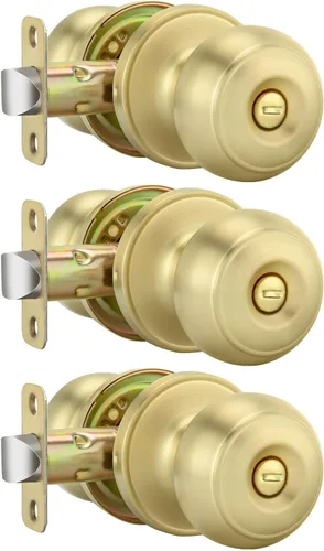 Vista 19 de Goldenwarm Pomos de puerta de paso de bronce champán, 1 paquete de pomos para puerta de armario interior, juego de perillas de puerta de paso