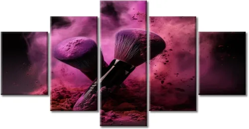 Vista 14 de Póster abstracto de labios de niña, cuadros dorados sobre lienzo, arte de pared, hermosos pósteres e impresiones en lienzo de 5 piezas, arte