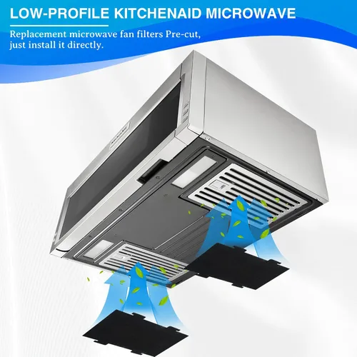 Vista 2 de Filtros de carbón activado para horno de microondas compatibles con Kitchen Aid Modelo de bajo perfil KMLS311HBL y Whirlpool Over The Range