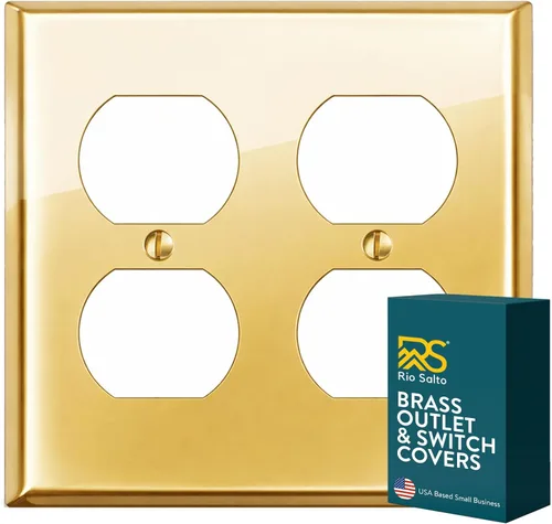 Vista 64 de Rio Salto BRASS Signature Collection MIDSIZE - Placa de pared de metal dorado para interruptor de luz o cubierta de tomacorriente, placa de pared