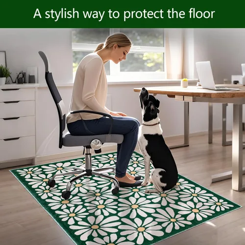Vista 7 de SHIYUE Office Chair Mat for Hardwood/Tile Floor Carpet, 36"x48" Computer Desk for Rolling Chairs Protector Gaming Non Slip Under TPR Backing Dark