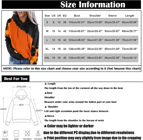 Vista 5 de Sudaderas de Halloween para mujer 2024 manga larga calabaza de gran tamaño, lindas sudaderas Y2K