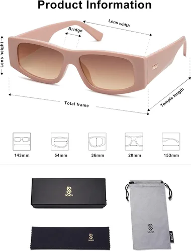 Vista 55 de SOJOS Gafas de sol polarizadas rectangulares Y2K de moda para mujeres y hombres, gafas de sol rave de diseñador de moda SJ2228