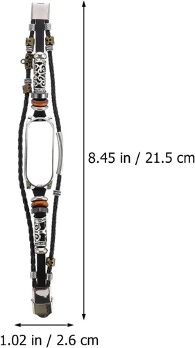 Vista 2 de UKCOCO Compatible con Xiaomi Mi Band 5, correa de reloj de repuesto retro de metal con funda para mujeres y hombres