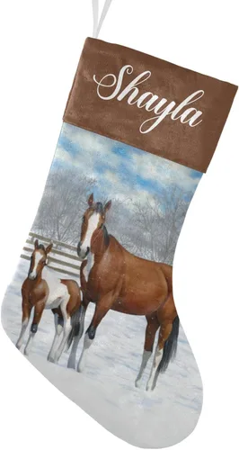 Vista 9 de Calcetines de Navidad personalizados con diseño de unicornio y flores con nombre, medias de Navidad personalizadas para decoración de fiestas