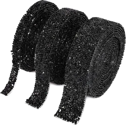 Vista 15 de Locacrystal Cinta de diamantes de imitación de resina con cristales brillantes, autoadhesiva, para planchar, para manualidades, automóviles Negro