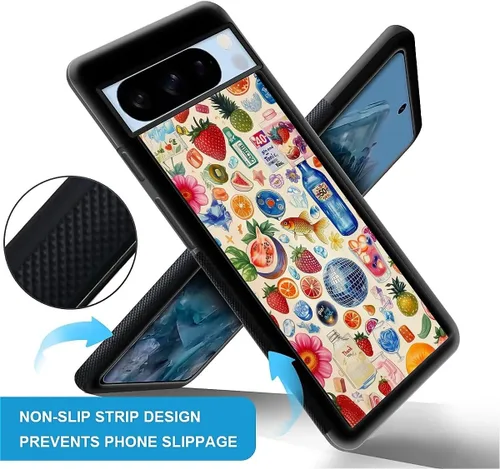 Vista 584 de Compatible con Google Pixel 4A 5G Mobile Case Creative Acrylic Panel trasero Silicona Protección Grip especialmente diseñado para Google Pixel 4A 5G