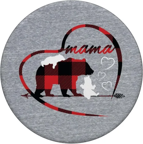Vista 3 de Bonito teléfono celular Pop Socket Mama Bear 2 Cubs Plaid Mom Gifts – PopSockets Grip y soporte para teléfonos y tabletas, Negro