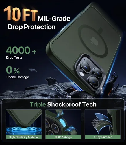 Vista 4 de Funda magnética fuerte para iPhone 13 Pro Max [compatible con Magsafe] [protección contra caídas de grado militar] Funda protectora a prueba