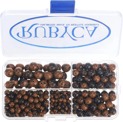 Vista 9 de RUBYCA Natural negro lava piedras preciosas redondas sueltas cuentas organizador caja de plástico fabricación de joyas mezcla tamaños
