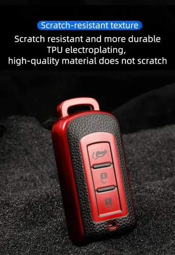 Vista 7 de ontto Protector de llavero para Mitsubishi Outlander Eclipse Cross ASX Mirage RVR Lancer - Funda para llave remota de automóvil, color rojo