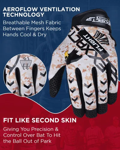 Vista 4 de Exxact Sports Guantes de bateo de béisbol para jóvenes y adultos con palma de cuero texturizada, guantes de bateo de sóftbol para mujeres/hombres