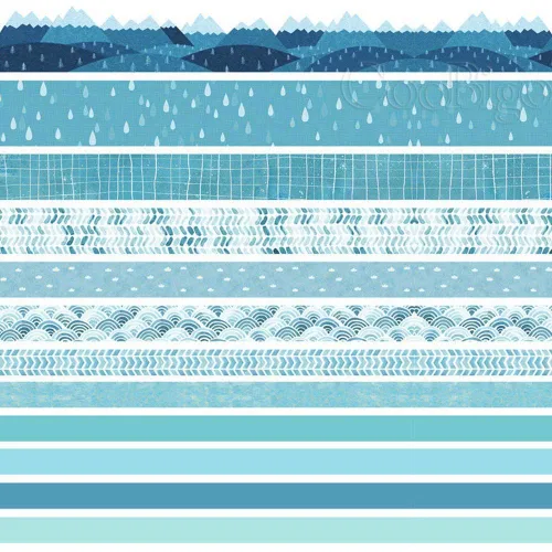 Vista 3 de CooBigo Juego de cintas Washi, 12 rollos de 4 tamaños de cintas adhesivas decorativas para manualidades, álbumes de recortes, bricolaje, Pista azul