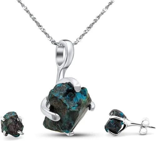 Vista 115 de Juego de joyas de piedras preciosas crudas reales con plata de ley 925 chapada en oro real, collar y aretes de piedra natal, regalo para ella por
