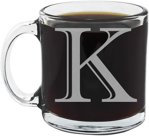 Vista 12 de Spotted Dog Company Taza de café de vidrio transparente con monograma grabado de 12 onzas (letra A), regalos de café personalizados de la A a la Z