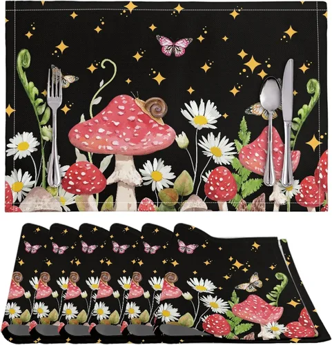Vista 25 de BIGCARJOB Mantel individual de diseño personalizado, 4 piezas, tapete de mesa resistente al corazón, 12 x 18 pulgadas 1-diseño personalizado