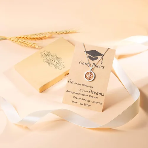 Vista 7 de Regalos de graduación para ella 2023 brújula collar de graduación para graduación de la universidad, regalos de graduación para hija, Latón, No es
