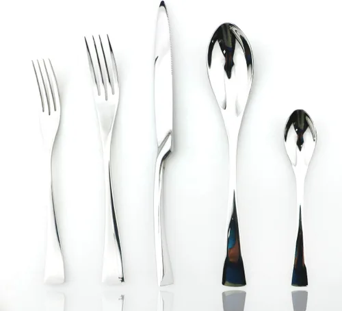 Vista 16 de JASHII Juego de cubiertos de acero inoxidable 18/10 de 20 piezas de plata pulida con espejo, cuchillo de cena, tenedor de ensalada, cuchara