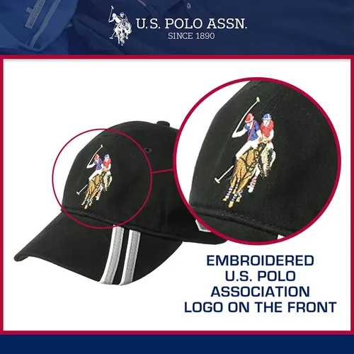Vista 3 de Concept One U.s Polo Assn. Dad Hat, Embroidered Horse Logo Adjustable Adult Baseball Cap with Diagonal Accent Stripes