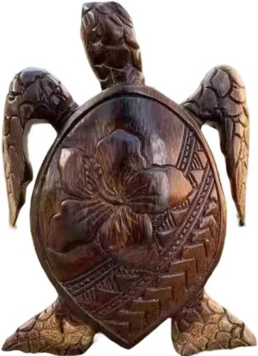 Vista 3 de Figura de tortuga marina, tortugas hawaianas de resina tallada a mano, estatua de tortuga tallada a mano, decoración costera tropical del océano