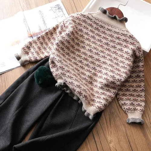 Vista 11 de Camisetas para bebé niña, suéter con mangas de suéter, ropa de una niña larga con fondo largo para niñas de bebé simple