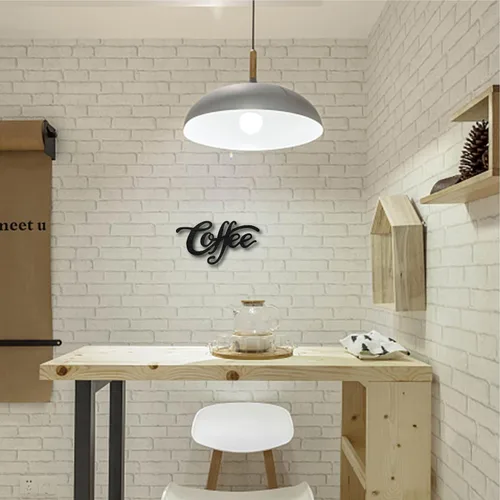 Vista 6 de CREATCABIN Letrero de madera con corte láser, decoración de pared de madera, escultura para colgar, decoración de pared para el hogar, galería Café