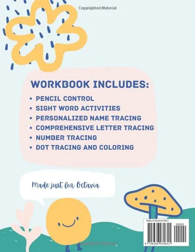 Vista 2 de Octavia's Kindergarten Workbook A workbook of personalized name tracing, pencil control, sight word tracing, letter tracing and more