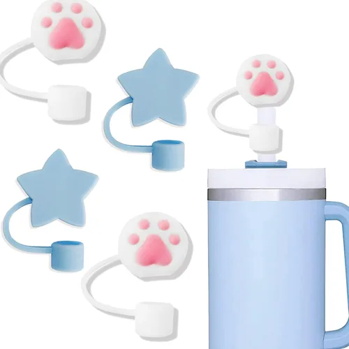 Vista 13 de 8 fundas de popote compatibles con vasos Stanley de 30 y 40 onzas, protectores de tapas reutilizables con puntas de silicona para vasos de 0.4