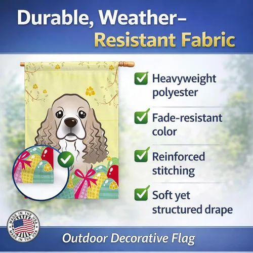 Vista 549 de Caroline's Treasures BB1923GF Bandera decorativa para jardín con diseño de Border Collie, para caza de huevos de Pascua, para jardín, jardín, patio