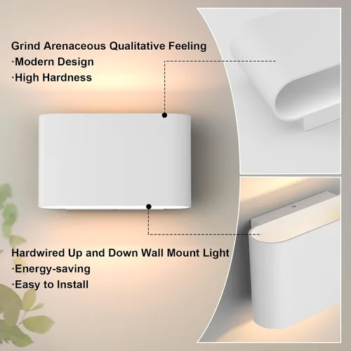Vista 8 de Aipsun Aplique de pared LED moderno de aluminio para interiores, con cableado, juego de 2 luces de montaje en pared arriba y abajo, para sala