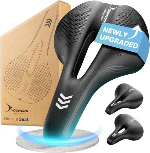Vista 8 de YOUNGDO Waterproof Bike Saddle with Memory Foam, Comfort Bicycle Saddle Seat Cushion Universal Fit, Shock Absorbing fit Peloton Bike Mountain Bike