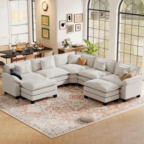 Vista 85 de CDCASA Silla de acento de gran tamaño de 50'' con otomana Asiento extra ancho y profundo estilo sofá nube para sala de estar, dormitorio, rincón