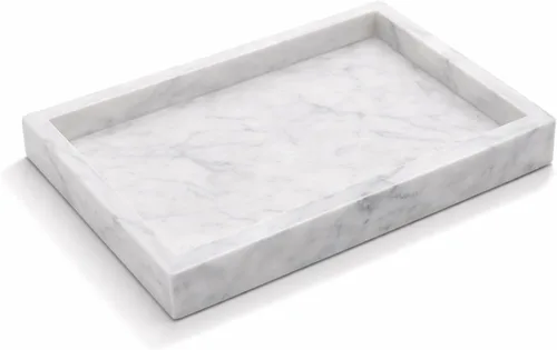 Vista 10 de Bandeja de mármol negro natural para baño, cocina, tocador, escritorio, organizador de piedra para mesa auxiliar, tocador, mesita de noche, velas