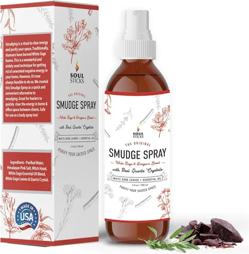 Vista 11 de SOUL STICKS Spray de Palo Santo y Sándalo para Limpieza y Energía Negativa Spray de Palo Santo 3.5oz con Cristales de Cuarzo Reales Spray