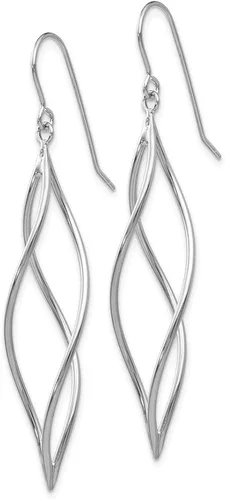 Vista 2 de Aretes largos con lazo negro en oro blanco de 14 k
