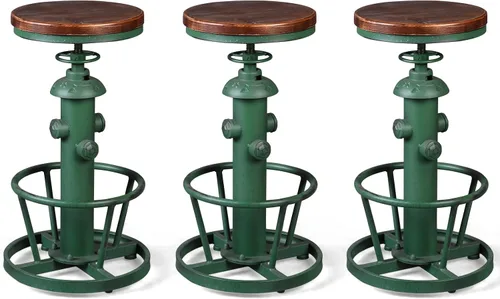 Vista 12 de LOKKHAN American Antique Steampunk Deco Taburete de bar industrial vintage retro elegante diseño de boca de incendios ajustable giratorio