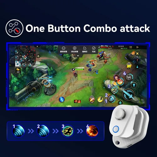 Vista 5 de Heayzoki Controlador de juegos móviles, controlador Bluetooth de joystick de juegos móviles, controlador de juegos Bluetooth unilateral recargable