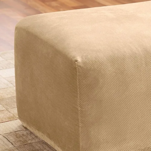 Vista 2 de Sure Fit Home Décor Funda Elástica de Piqué para Cojín Box de Otomana de Gran Tamaño de Una Pieza, Ajuste Elástico, Poliéster/Spandex, Lavable a