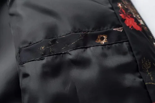 Vista 5 de HENGAO Chaqueta bomber con cremallera frontal y estampado de flores para hombre