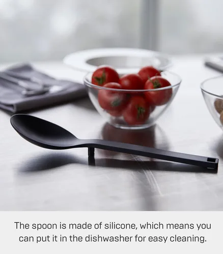 Vista 4 de Yamazaki Home Tower - Cuchara de cocina de silicona, higiénica con soporte de herramientas integrado, diseño limpio flotante, silicona